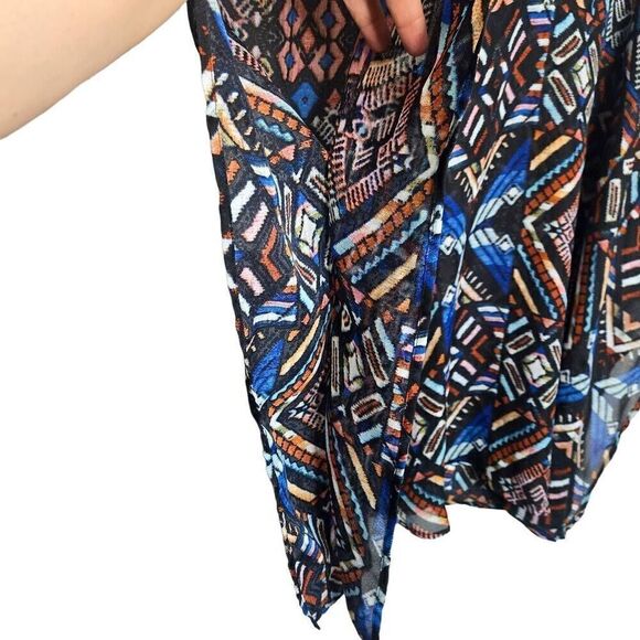 Show Me Your Mumu Geometric Print Cold Shoulder Tunic Kimono Blouse Size Small - Picture 8 of 10